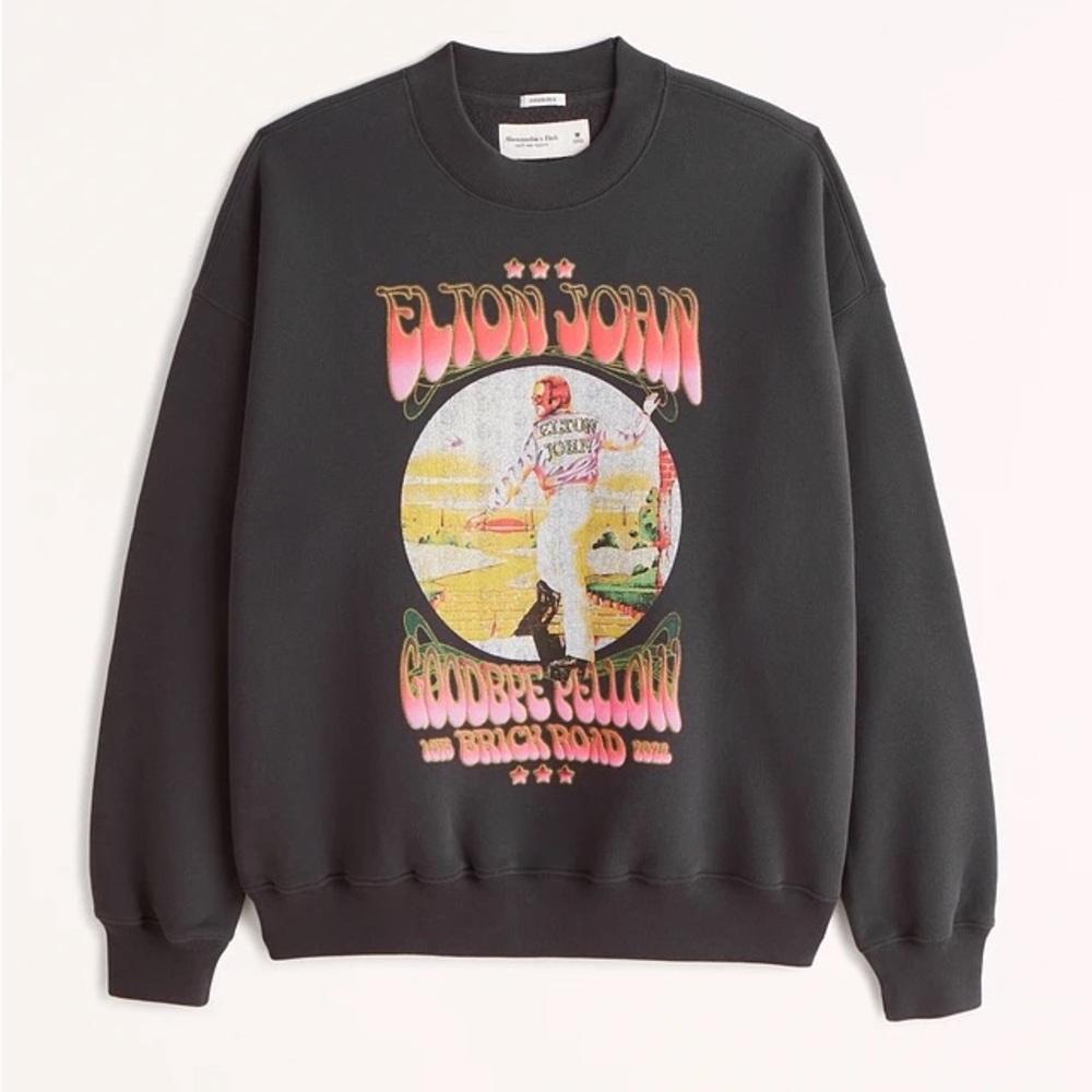 Abercrombie & Fitch Oversized Elton John Fleece Crewneck Sweater